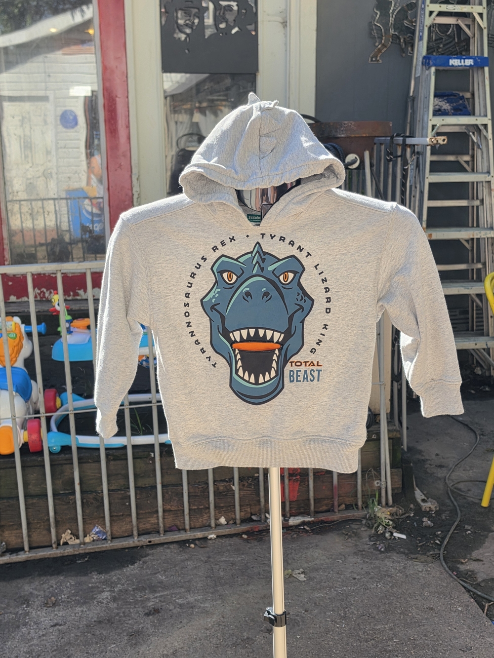 Kids "Total Beast" Grey Dino Hoodie